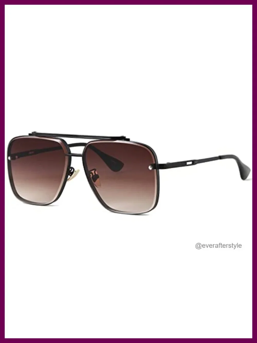 Oversized Square Aviator Sunglasses Metal Frame UV400 Gradient Lens